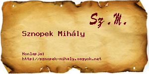 Sznopek Mihály névjegykártya